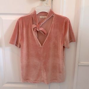 Madewell Velvet Shirt with Tie Neck
